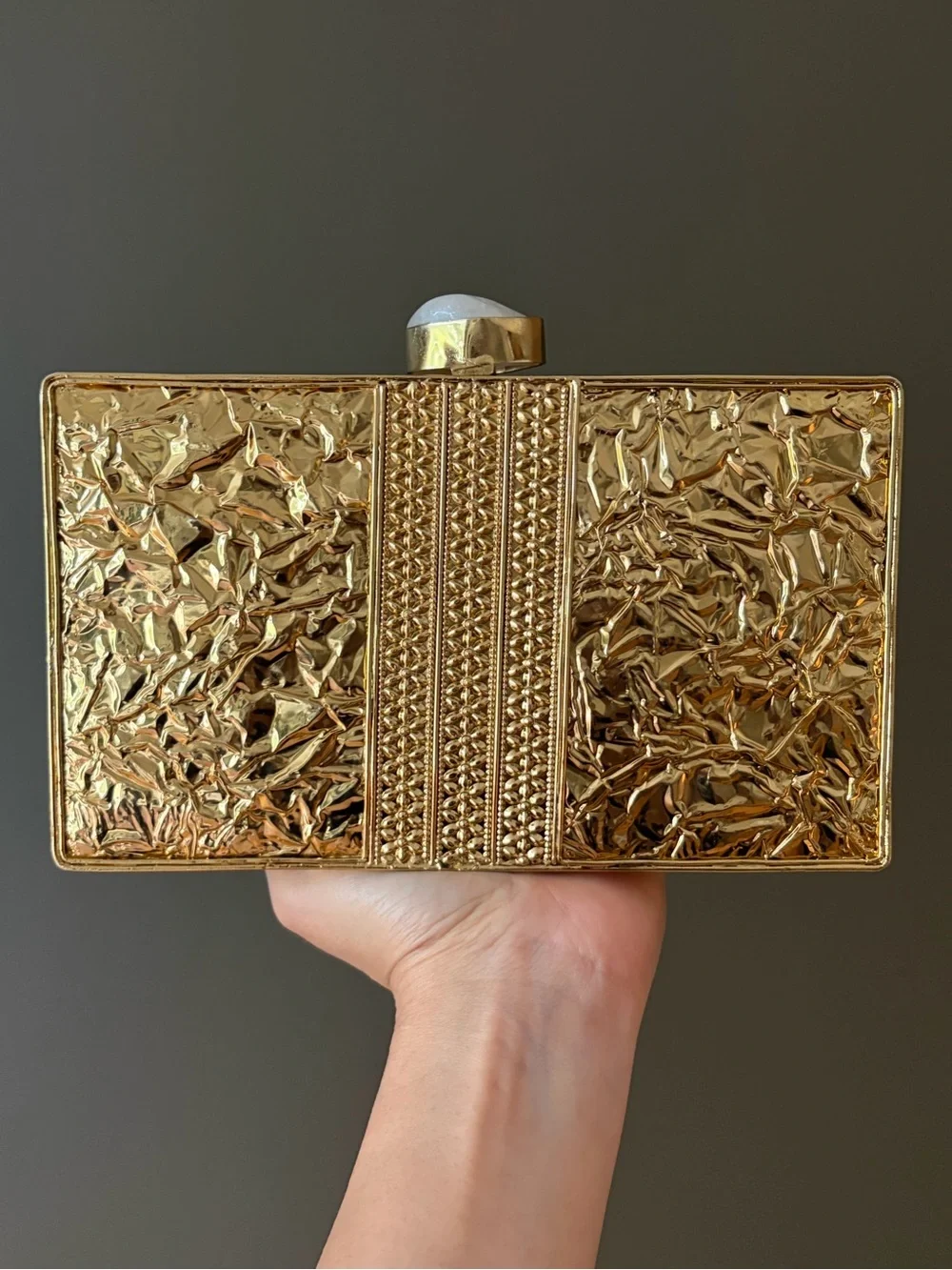 Abalone & Gold Geode Statement Clutch